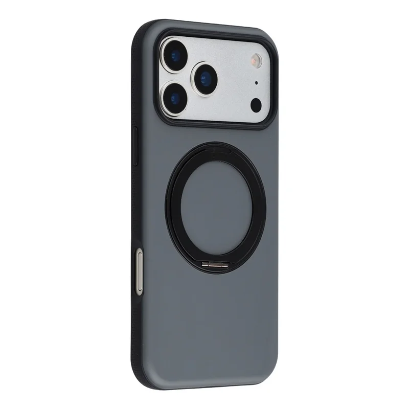X-LEVEL For iPhone 17 Pro Max Magnetic Case Dual Color Skin Feel Rotating Kickstand PC + TPU Phone Cover - Black