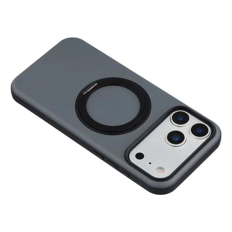 X-LEVEL For iPhone 17 Pro Magnetic Case Dual Color Skin Feel Rotating Kickstand PC + TPU Phone Cover - Black