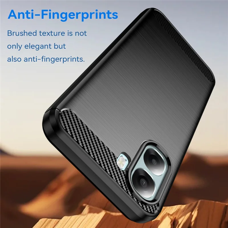 Phone Case For Oppo A6x 5G  /  A6x 4G Protective Phone Cover Carbon Fiber Texture Brushed - Black