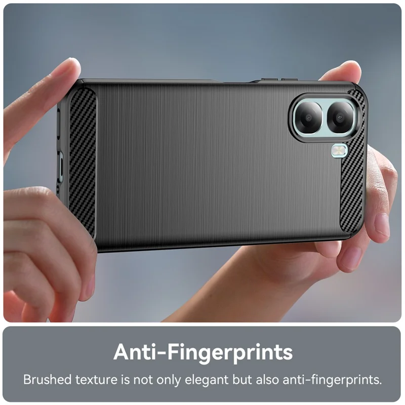Phone Case For Oppo A6x 5G  /  A6x 4G Protective Phone Cover Carbon Fiber Texture Brushed - Black