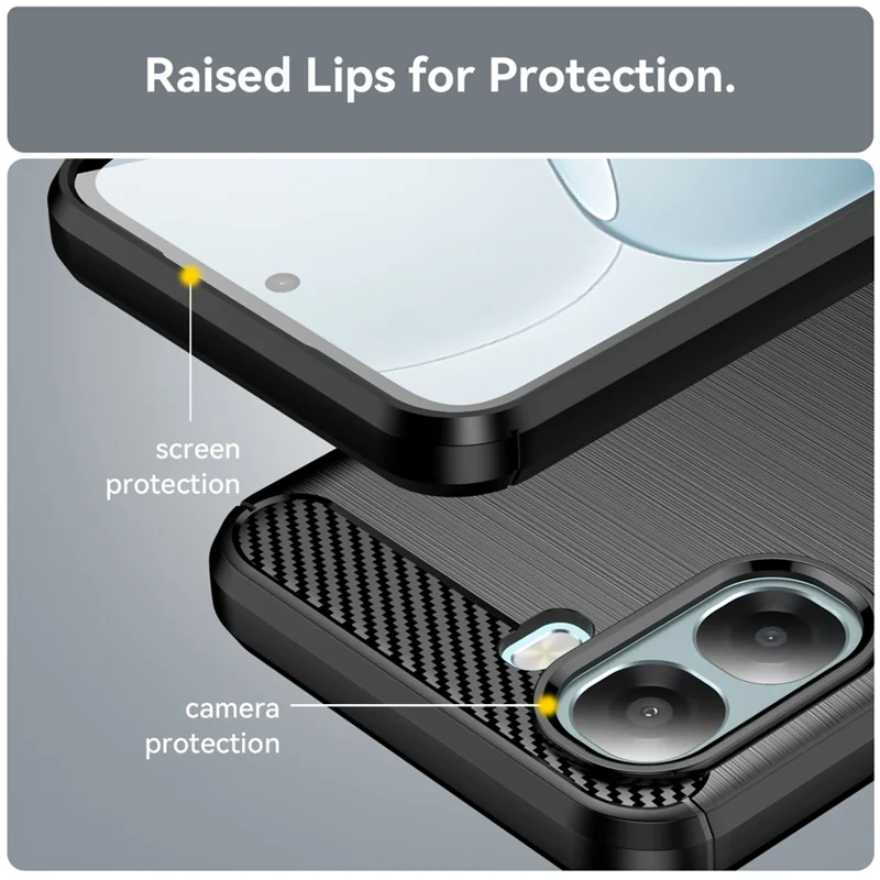 Phone Case For Oppo A6x 5G  /  A6x 4G Protective Phone Cover Carbon Fiber Texture Brushed - Black