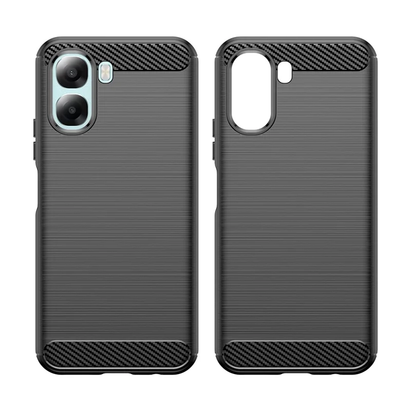 Phone Case For Oppo A6x 5G  /  A6x 4G Protective Phone Cover Carbon Fiber Texture Brushed - Black