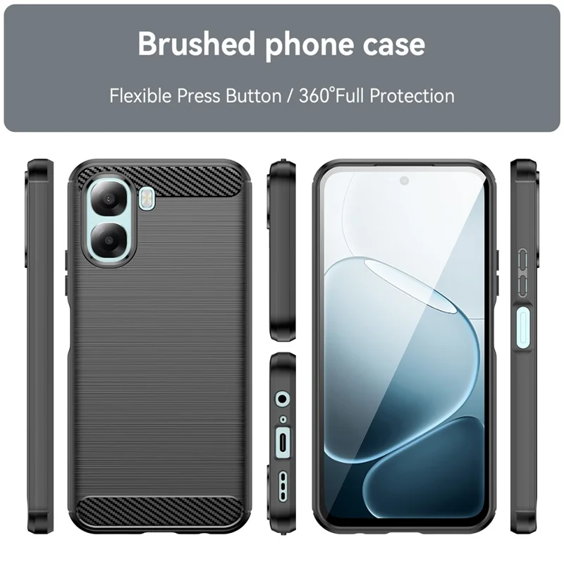 Phone Case For Oppo A6x 5G  /  A6x 4G Protective Phone Cover Carbon Fiber Texture Brushed - Black
