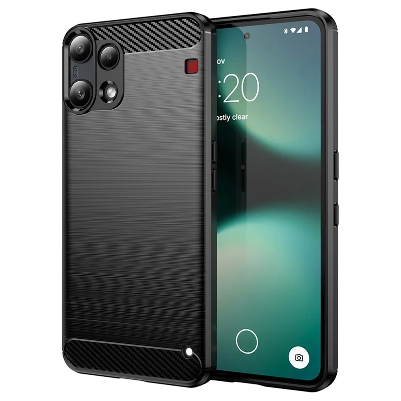 For Nothing Phone (3a) Lite 5G Case Protective Phone Cover Carbon Fiber Texture Brushed - Black