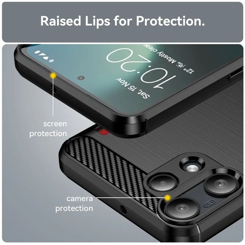 For Nothing Phone (3a) Lite 5G Case Protective Phone Cover Carbon Fiber Texture Brushed - Black