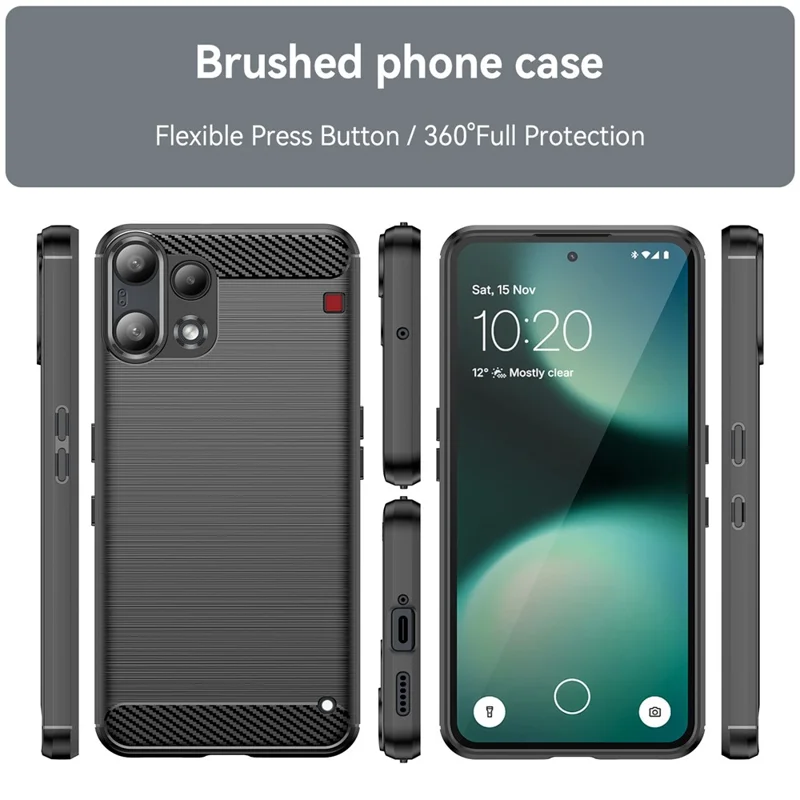 For Nothing Phone (3a) Lite 5G Case Protective Phone Cover Carbon Fiber Texture Brushed - Black