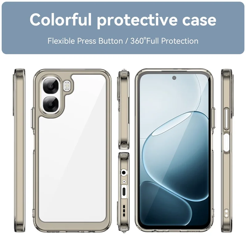 Phone Case  For Oppo A6x 5G  /  A6x 4G TPU + Acrylic Protective Clear Phone Cover - Transparent Grey