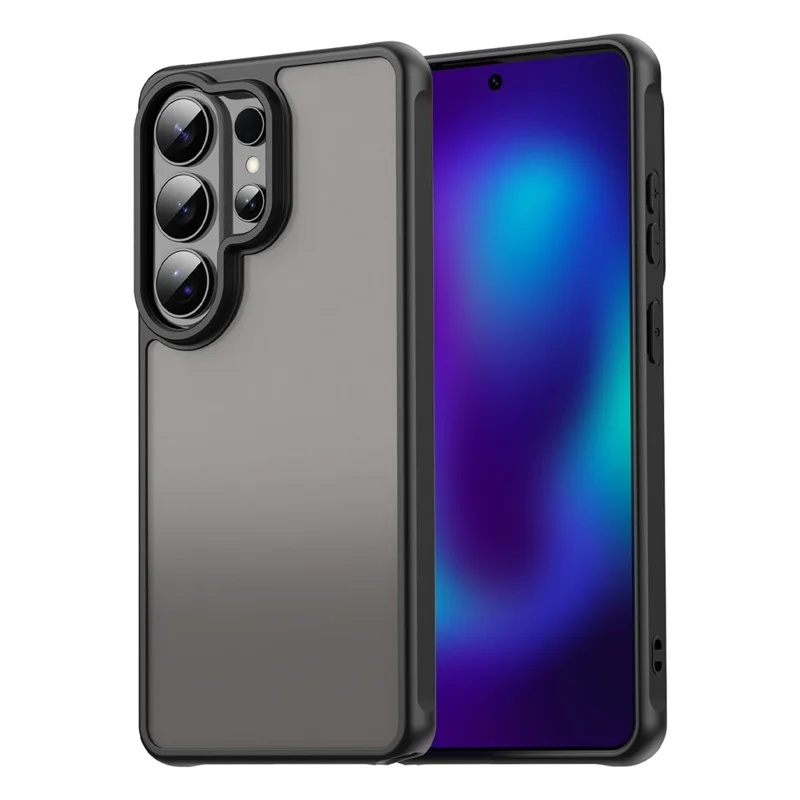 For Samsung Galaxy S26 Ultra Case Drop Proof Airbags Frosted Translucent PC + TPU Phone Back Cover - Black