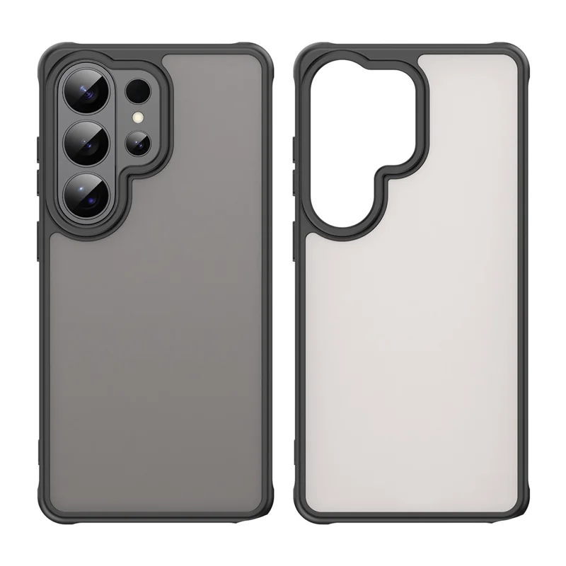 For Samsung Galaxy S26 Ultra Case Drop Proof Airbags Frosted Translucent PC + TPU Phone Back Cover - Black