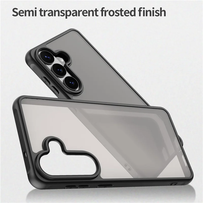 For Samsung Galaxy S26 Case Drop Proof Airbags Frosted Translucent PC + TPU Phone Back Cover - Black