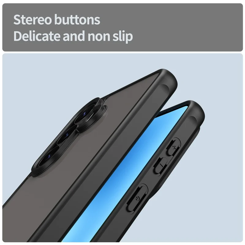 For Samsung Galaxy S26 Case Drop Proof Airbags Frosted Translucent PC + TPU Phone Back Cover - Black