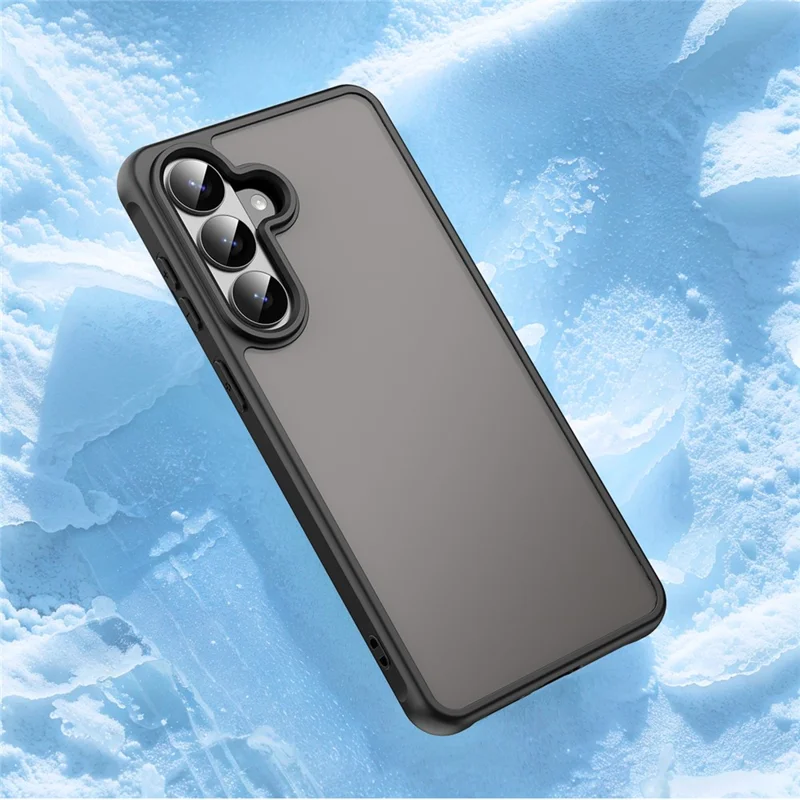 For Samsung Galaxy S26 Case Drop Proof Airbags Frosted Translucent PC + TPU Phone Back Cover - Black