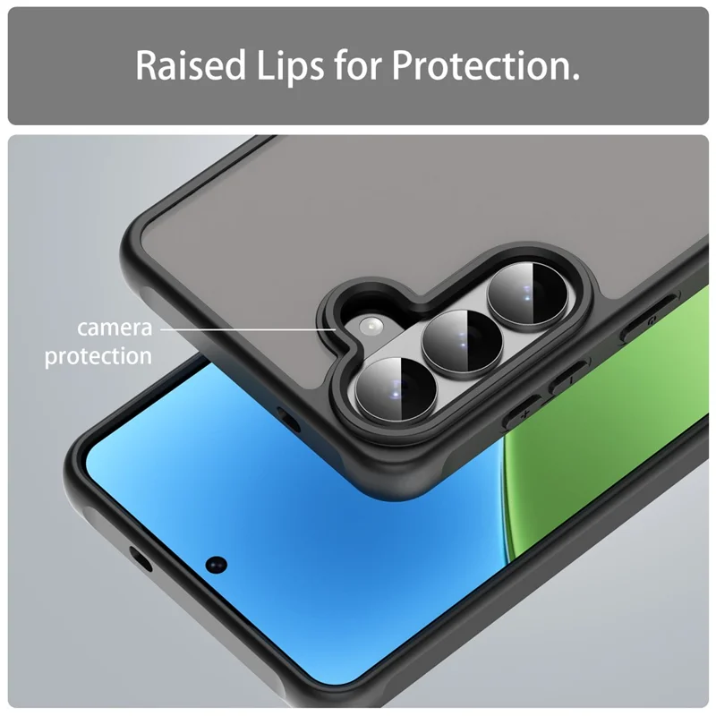 For Samsung Galaxy S26 Case Drop Proof Airbags Frosted Translucent PC + TPU Phone Back Cover - Black