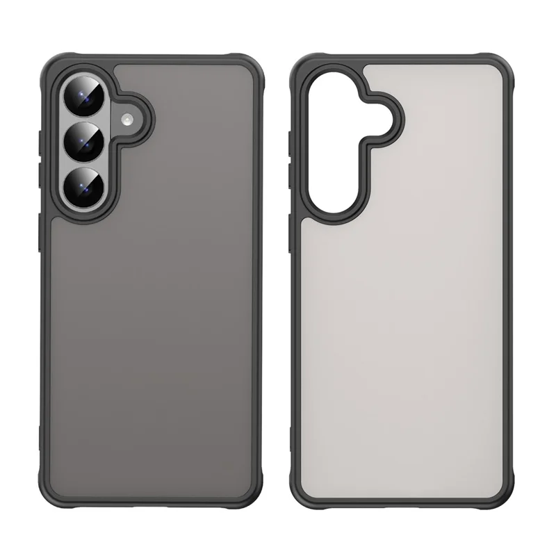 For Samsung Galaxy S26 Case Drop Proof Airbags Frosted Translucent PC + TPU Phone Back Cover - Black