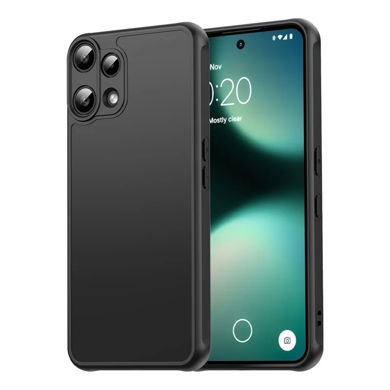 For Nothing Phone (3a) Lite 5G Case Drop Proof Airbags Frosted Translucent PC + TPU Phone Back Cover - All Black