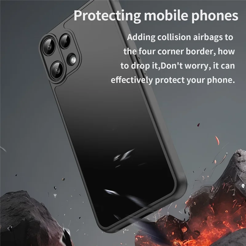 For Nothing Phone (3a) Lite 5G Case Drop Proof Airbags Frosted Translucent PC + TPU Phone Back Cover - All Black