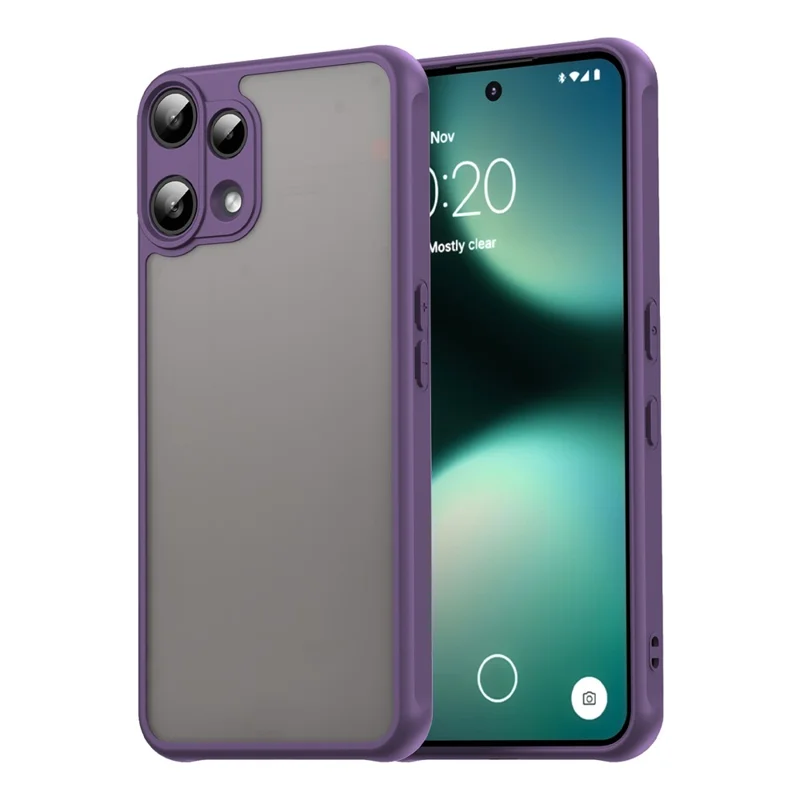 For Nothing Phone (3a) Lite 5G Case Drop Proof Airbags Frosted Translucent PC + TPU Phone Back Cover - Purple