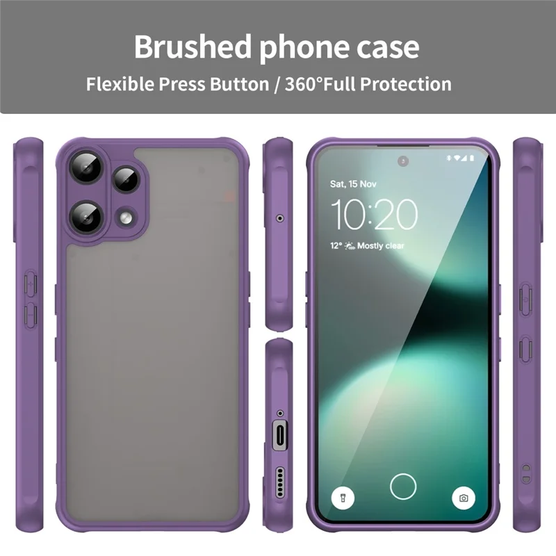 For Nothing Phone (3a) Lite 5G Case Drop Proof Airbags Frosted Translucent PC + TPU Phone Back Cover - Purple