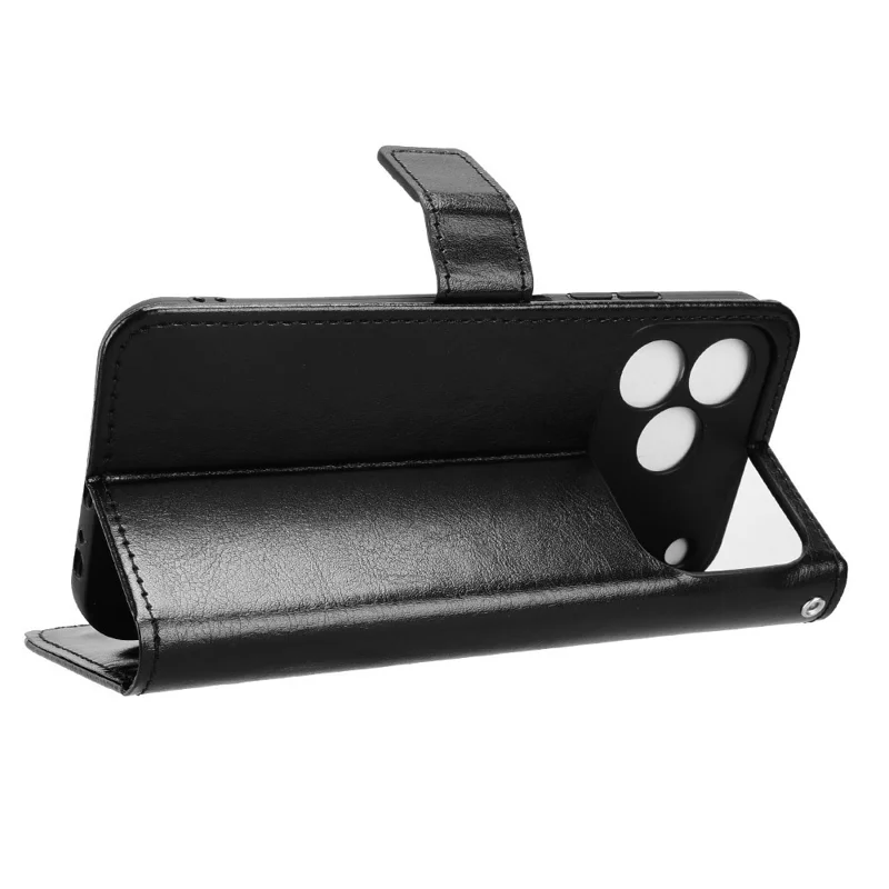 For ZTE Blade V80 Vita PU Leather Case with Strap Crazy Horse Texture Phone Wallet Cover - Black