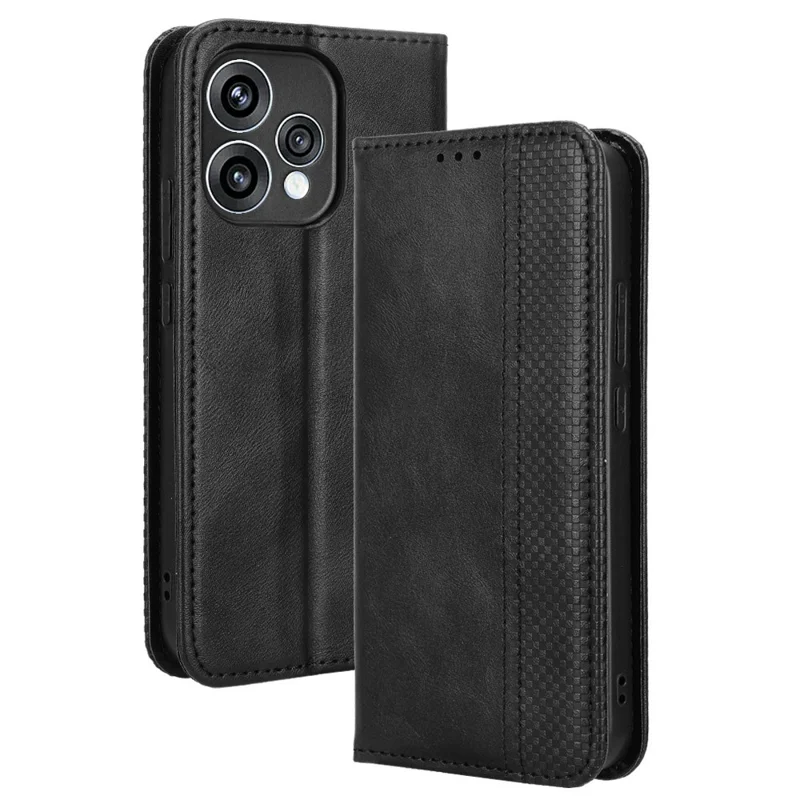 Leather Case For Oppo Reno15 5G  /  Reno15c 5G Wallet Stand Retro Texture Phone Cover - Black