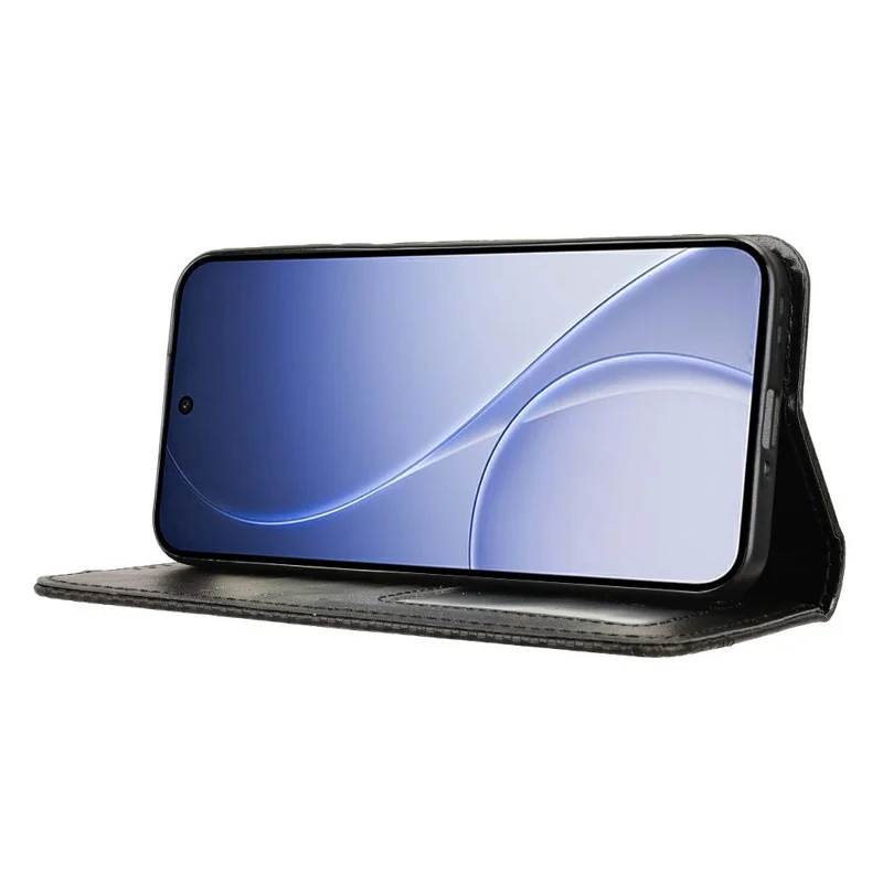 Leather Case For Oppo Reno15 5G  /  Reno15c 5G Wallet Stand Retro Texture Phone Cover - Black