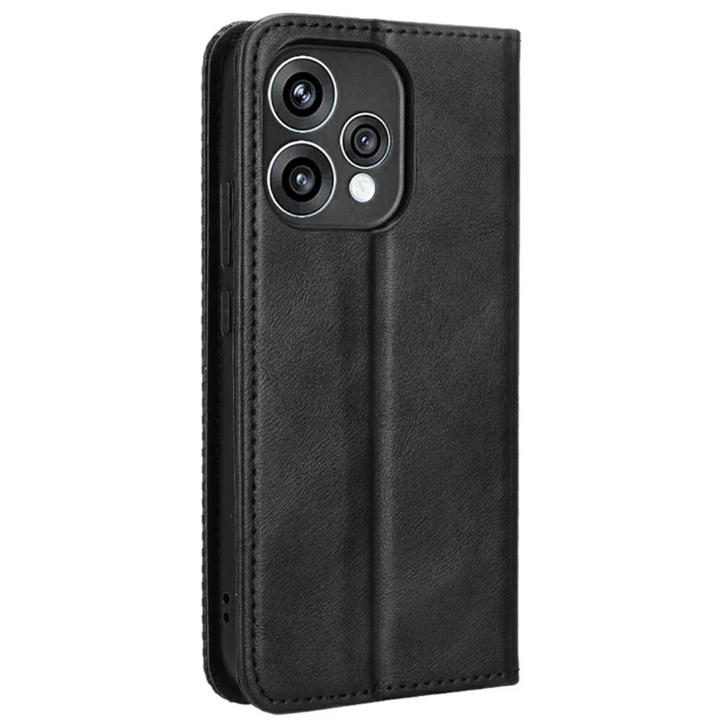 Leather Case For Oppo Reno15 5G  /  Reno15c 5G Wallet Stand Retro Texture Phone Cover - Black