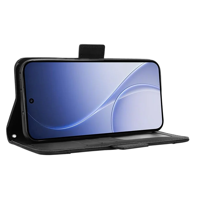 Leather Case For Oppo Reno15c 5G  /  Reno15 5G Phone Wallet Cover with Multiple Card Slots - Black