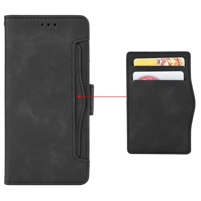 Leather Case For Oppo Reno15c 5G  /  Reno15 5G Phone Wallet Cover with Multiple Card Slots - Black