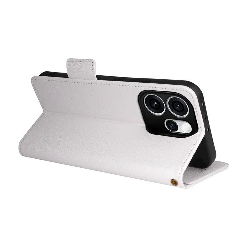 Phone Case For Oppo Reno15 5G  /  Reno15 Pro 5G Litchi Texture Wallet Leather Phone Cover with Wrist Strap - White