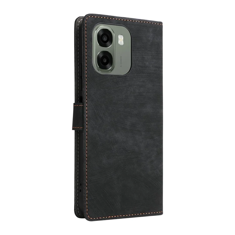 Phone Case For Oppo A6x 5G  /  A6x 4G  /  A6 5G Wallet RFID Blocking PU Leather Phone Cover Stand with Strap - Black