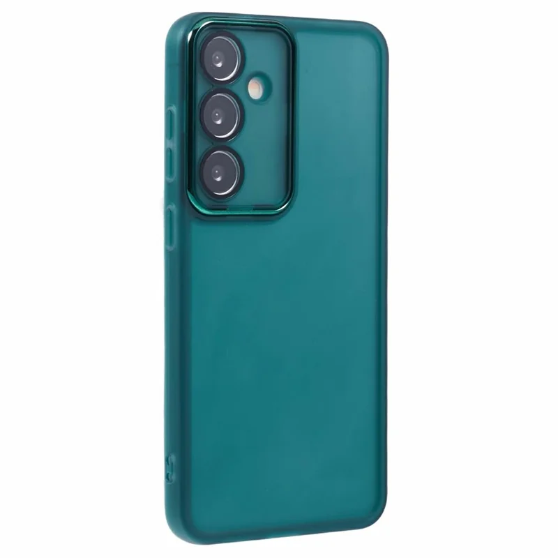 For Samsung Galaxy S26 Case Electroplated Camera Frame TPU Phone Cover - Transparent Army Green