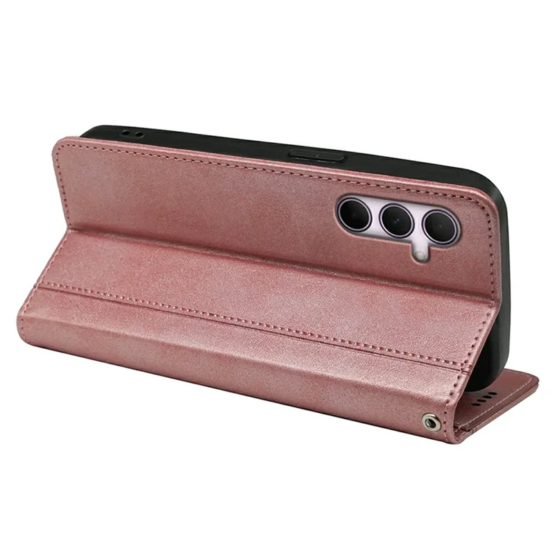 Phone Case For Samsung Galaxy A17 4G  /  A17 5G Hidden Magnetic Closure Calf Texture Leather Phone Cover - Rose Gold