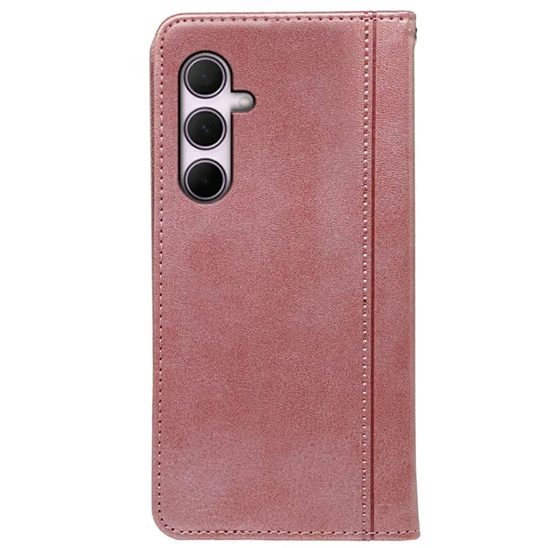 Phone Case For Samsung Galaxy A17 4G  /  A17 5G Hidden Magnetic Closure Calf Texture Leather Phone Cover - Rose Gold