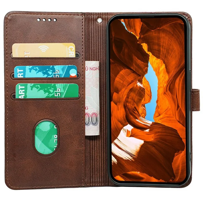 Phone Case For Samsung Galaxy A17 5G  /  A17 4G Calf Texture Leather Stand Book Style Phone Cover - Brown