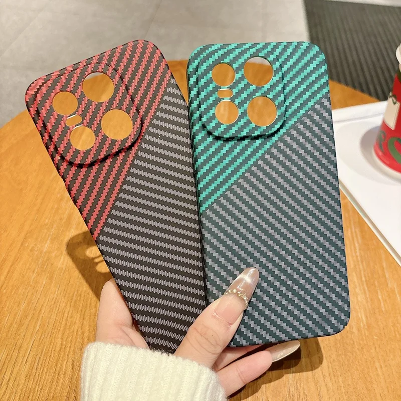 For OnePlus 15 5G Case Hard PC Phone Cover Carbon Fiber Texture Drop Proof - Blue  /  Purple