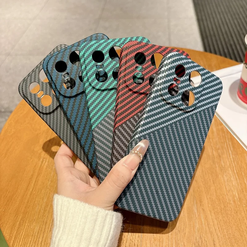 For OnePlus 15 5G Case Hard PC Phone Cover Carbon Fiber Texture Drop Proof - Blue  /  Purple