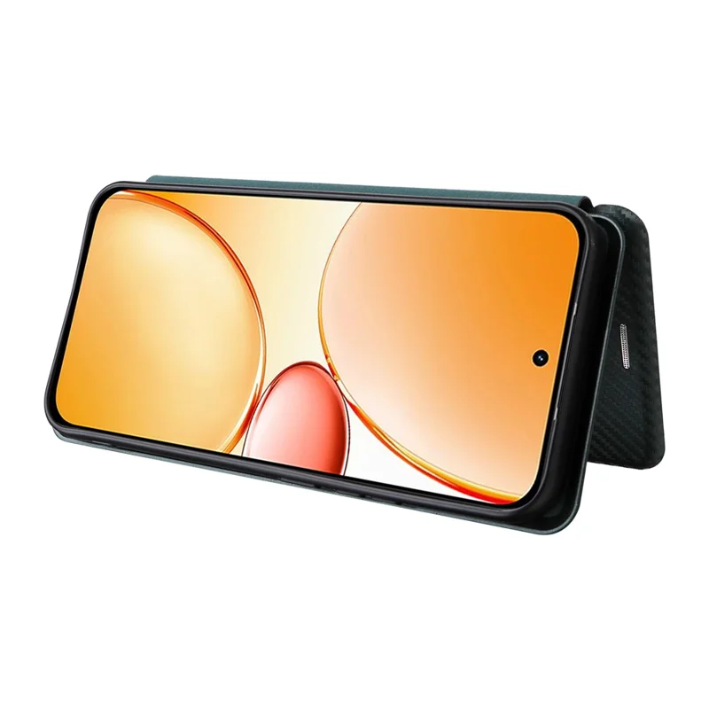 For Realme C85 Pro 4G Case Carbon Fiber Texture Drop-Proof PU Leather Phone Cover - Green