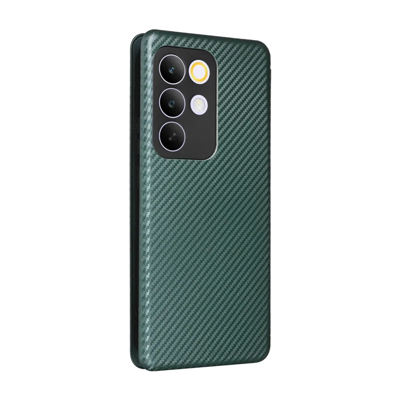 For Realme C85 Pro 4G Case Carbon Fiber Texture Drop-Proof PU Leather Phone Cover - Green
