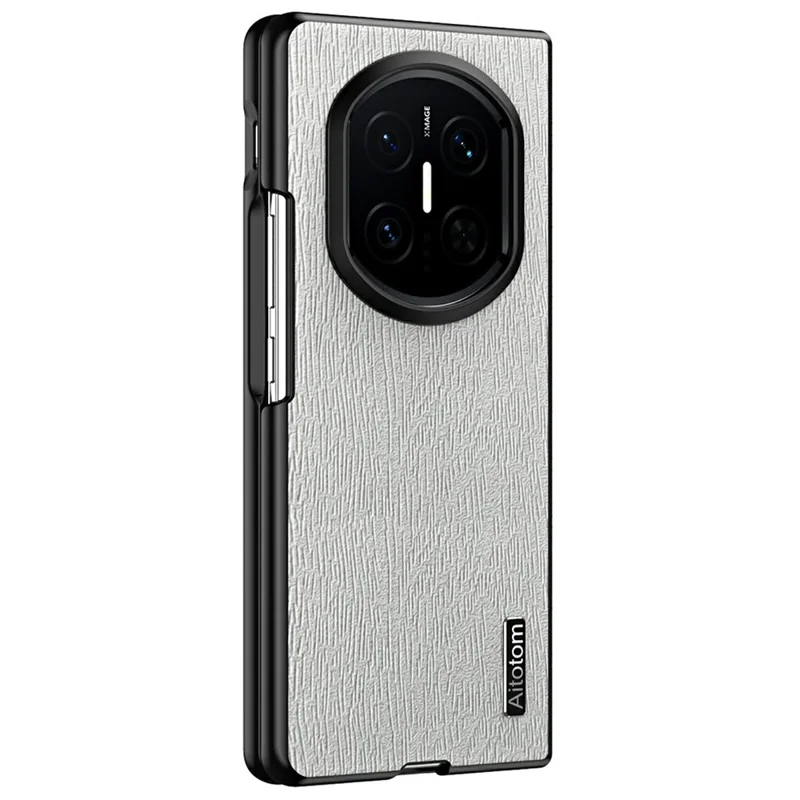 For Huawei Mate X7 Case Wood Texture PU Leather Coated PC TPU Phone Cover - White