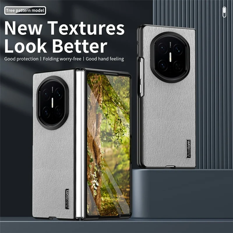 For Huawei Mate X7 Case Wood Texture PU Leather Coated PC TPU Phone Cover - White