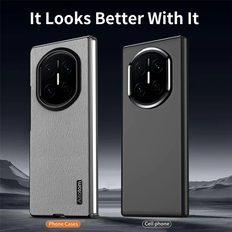 For Huawei Mate X7 Case Wood Texture PU Leather Coated PC TPU Phone Cover - White