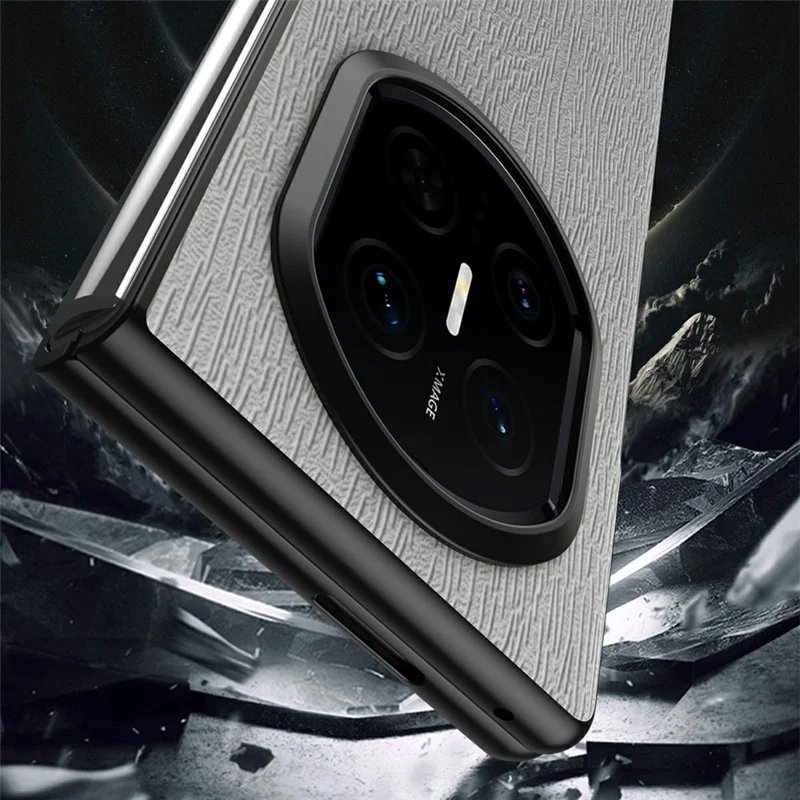 For Huawei Mate X7 Case Wood Texture PU Leather Coated PC TPU Phone Cover - White