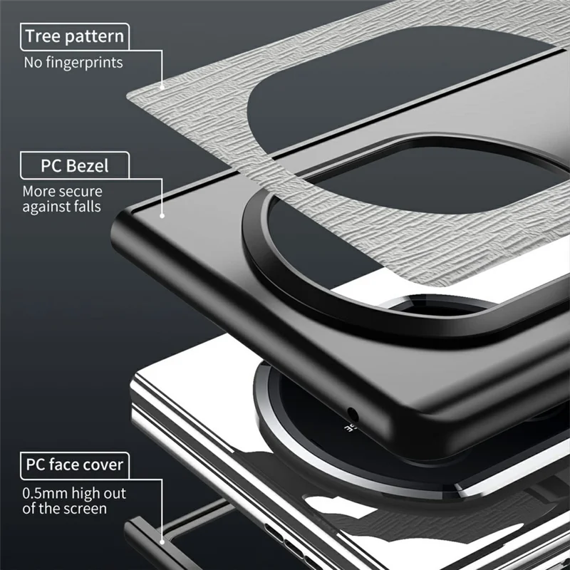 For Huawei Mate X7 Case Wood Texture PU Leather Coated PC TPU Phone Cover - White