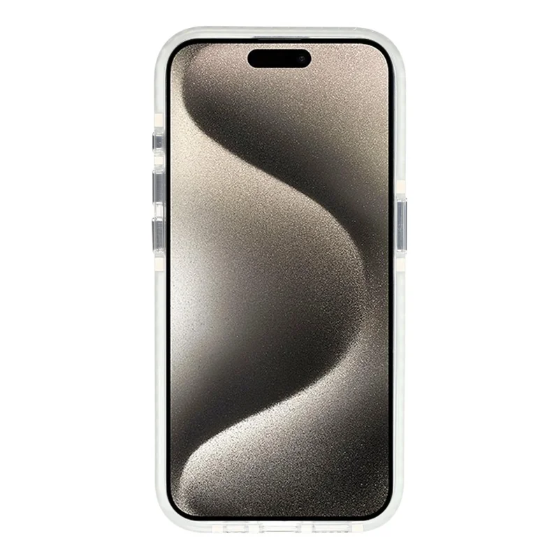 For iPhone 15 Pro Max Magnetic Case TPU PC Clear Phone Cover with Metal Buttons - White