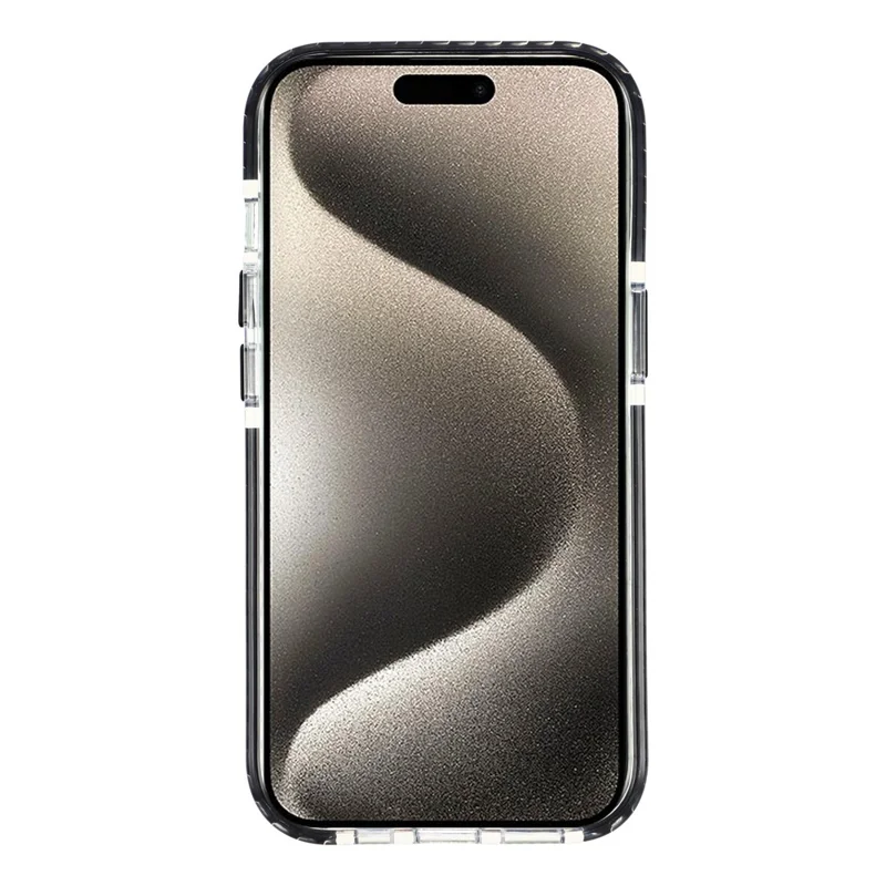 For iPhone 15 Magnetic Case TPU PC Clear Phone Cover with Metal Buttons - Black