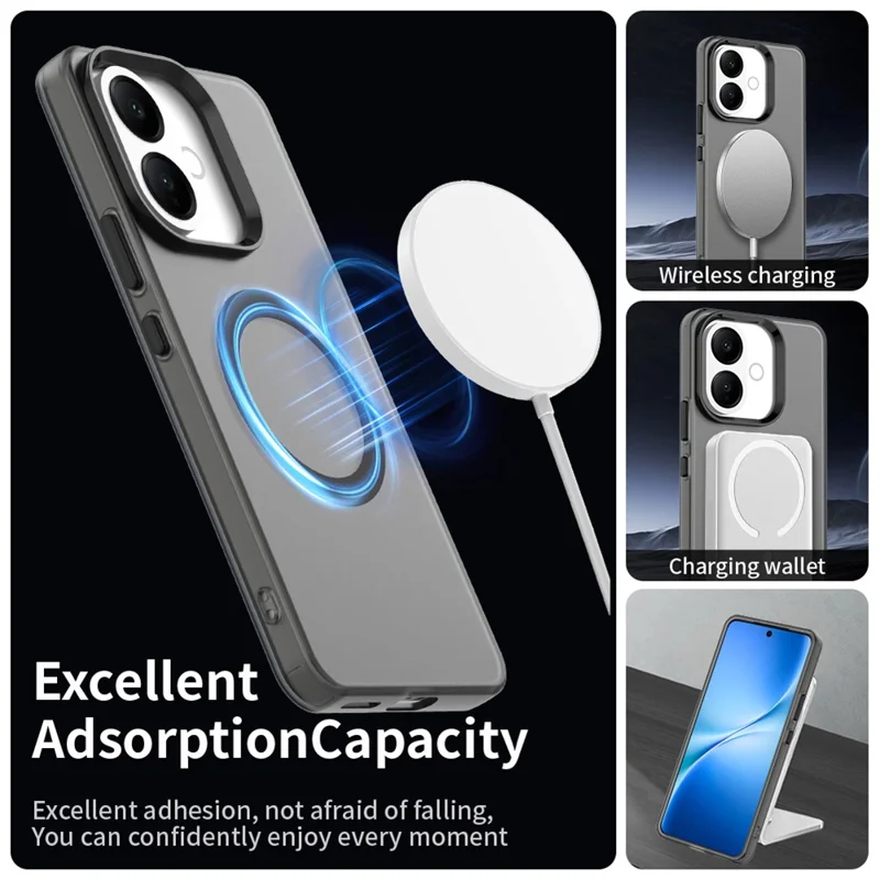 For vivo V60 Lite 5G / V60 Lite 4G Magnetic Case Anti Drop Hybrid Phone Back Cover - Black