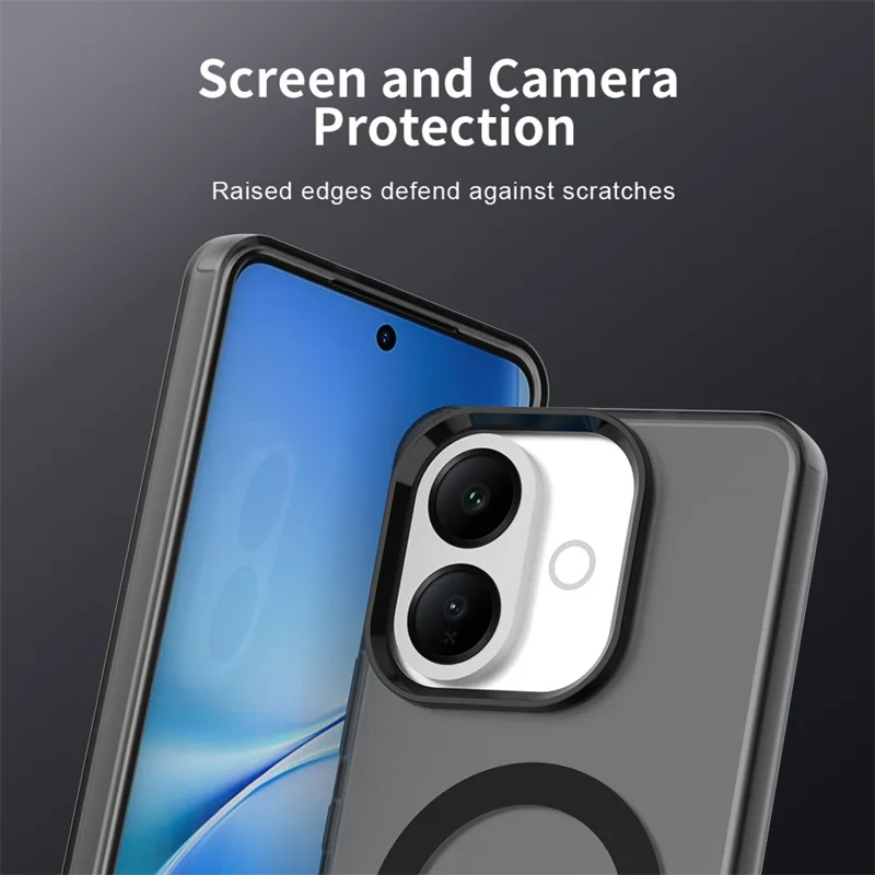 For vivo V60 Lite 5G / V60 Lite 4G Magnetic Case Anti Drop Hybrid Phone Back Cover - Black