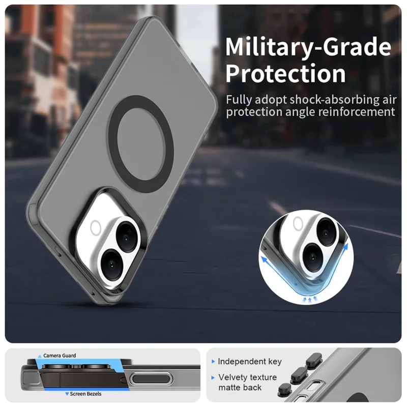 For vivo V60 Lite 5G / V60 Lite 4G Magnetic Case Anti Drop Hybrid Phone Back Cover - Black