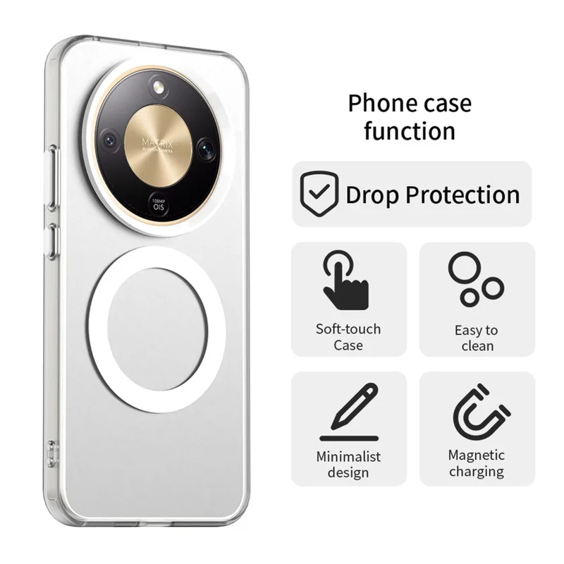 For Honor X9d 5G / X70 5G Magnetic Case Anti Drop Hybrid Phone Back Cover - White