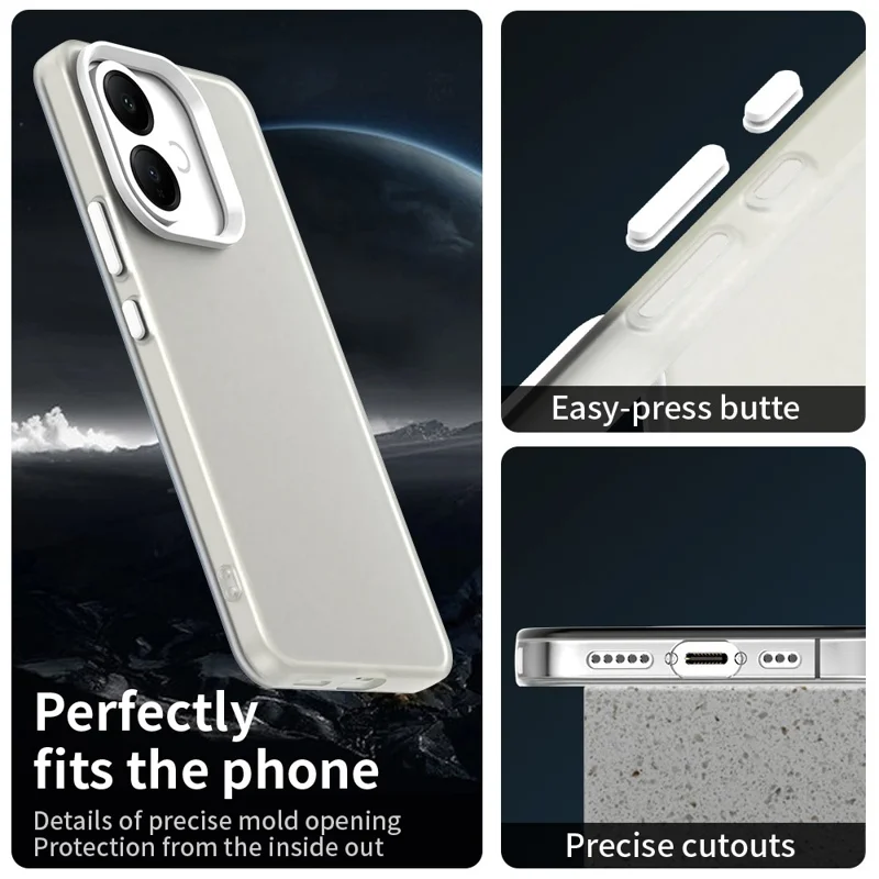 For vivo V60 Lite 5G / V60 Lite 4G Case PC + TPU + PET Matte Anti-Drop Phone Back Cover - White